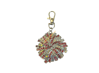 Brelok pompon z cyrkoniami różowy