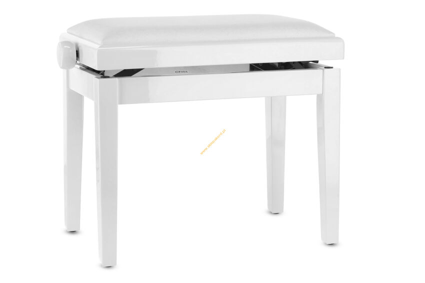Ława do pianina Deluxe Vinyl biała w połysku Siedzisko białe GEWA