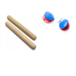 Kastaniety drewniane dwukolorowe MUZO GA-4P + clavesy cl10