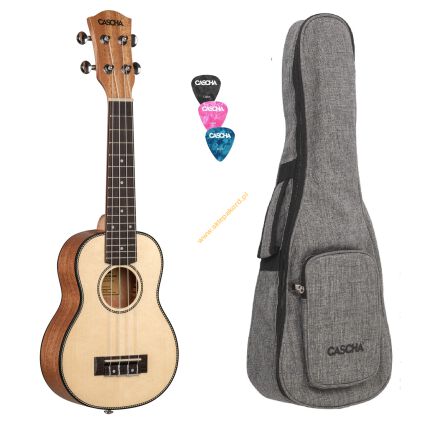 Ukulele Sopran CASCHA HH2148 lity świerk zestaw