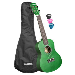 Ukulele koncertowe Cascha Linden Green z pokrowcem
