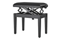 Ława do pianina Czarny mat Siedzisko czarne Deluxe Autolift Vinyl GEWA - 3