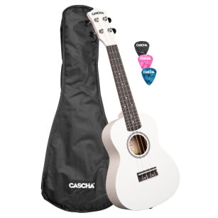 Ukulele koncertowe Cascha Linden White z pokrowcem