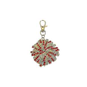 Brelok pompon z cyrkoniami czerwony