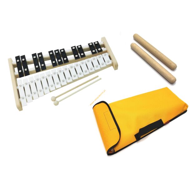 Dzwonki chromatyczne 27-tonowe AKORD + klawes + pok żółty