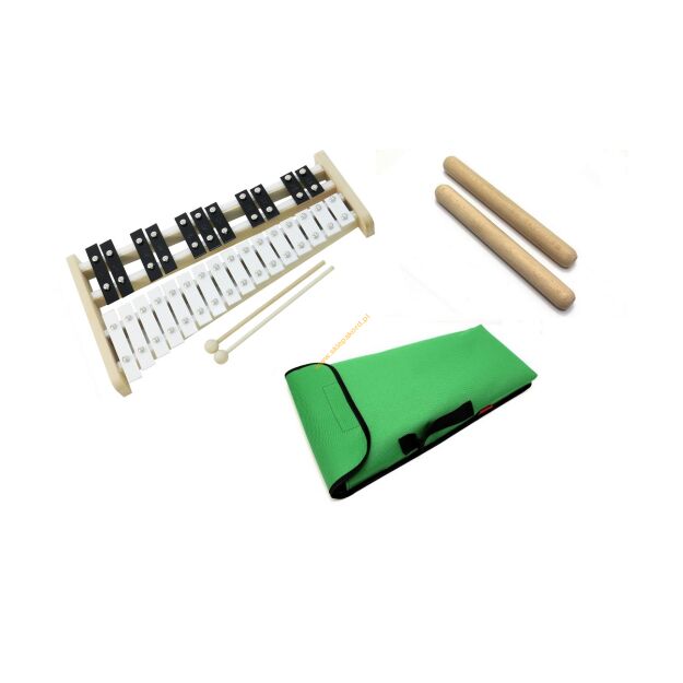 Dzwonki chromatyczne 27-tonowe AKORD + klawes + pok zielony