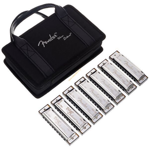 Zestaw haromonijek harmonijka ustna Fender Blues Deluxe 7 pack z futerałem