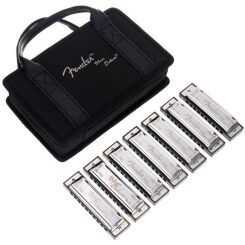 Zestaw haromonijek harmonijka ustna Fender Blues Deluxe 7 pack z futerałem