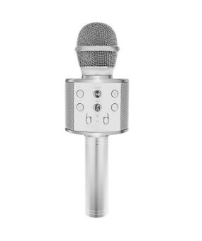 Mikrofon karaoke z głośnikiem srebrny