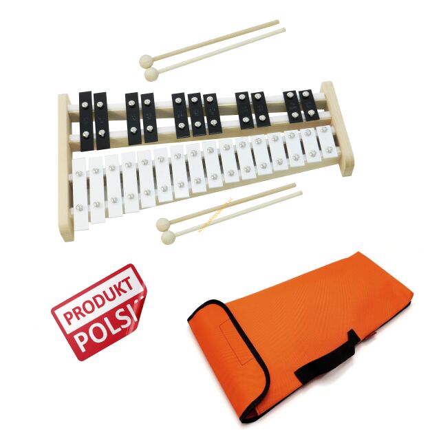 Dzwonki chromatyczne 27-tonowe AKORD + 4 pałki + pok pomarańczowy PRODUKT POLSKI