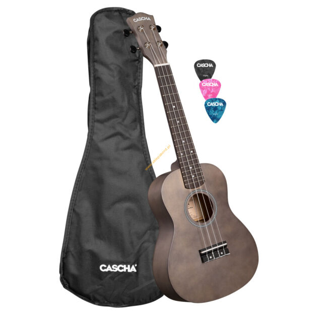 Ukulele koncertowe Cascha Linden Black z pokrowcem