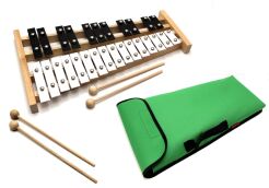 DZWONKI Chromatyczne CYMBAŁKI + POKROWIEC ZIELONY + 4 pałki