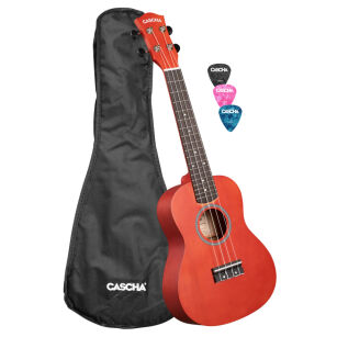 Ukulele koncertowe Cascha Linden Red z pokrowcem