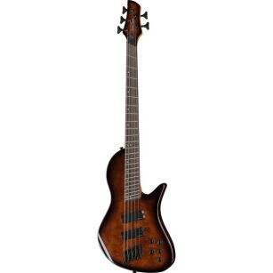 Gitara basowa 5 strunowa Harley Benton MSB-5 Black Flame Burl