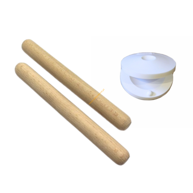 Kastaniety CA1 biały + claves CL10 kpl
