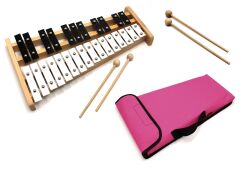 DZWONKI Chromatyczne 27-tonowe CYMBAŁKI + POKROWIEC RÓŻOWY + 4 pałki