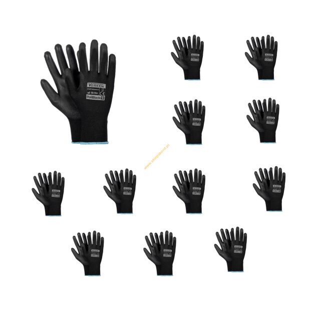 Rękawice robocze PoliBlack 9/L opakowanie 12 par