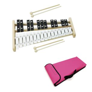 Dzwonki chromatyczne 27-tonowe AKORD + 4 pałki + pok różowy