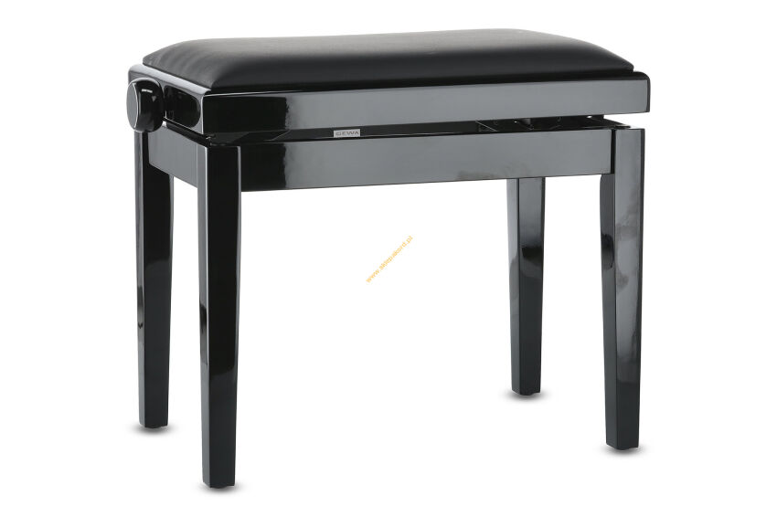 Ława do pianina Deluxe Vinyl Czarny wysoki połysk Siedzisko czarne GEWA