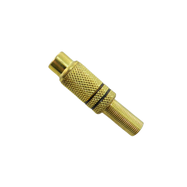 Gniazdo RCA złote 2 paski na kabel czarne [25]