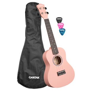 Ukulele koncertowe Cascha Linden Pink z pokrowcem