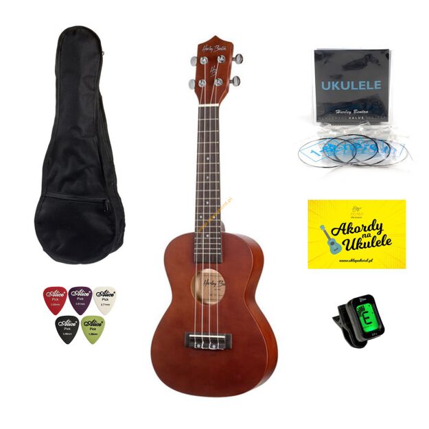 Ukulele Harley Benton Brown + zestaw akcesoriów