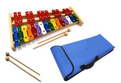 Dzwonki Chromatyczne 27-tonowe kolorowe + POKROWIEC NIEBIESKI + 4 pałki