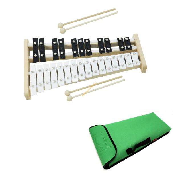 Dzwonki chromatyczne 27-tonowe AKORD + 4 pałki + pok zielony