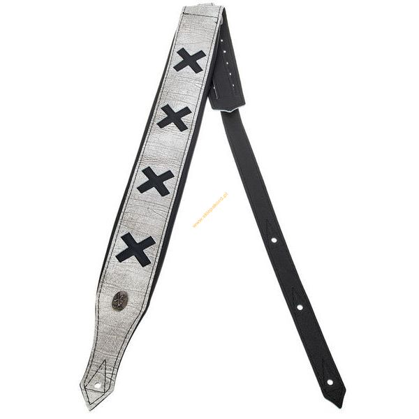 Pasek do gitary basu skóra Minotaur Coat of Arms White Strap