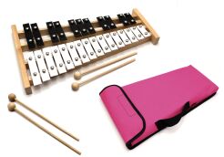 DZWONKI Chromatyczne CYMBAŁKI + POKROWIEC RÓŻOWY + 4 pałki