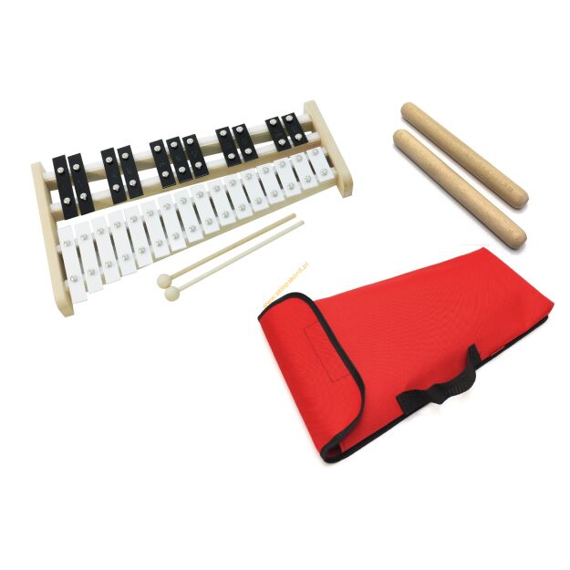Dzwonki chromatyczne 27-tonowe AKORD + klawes + pok czerwony