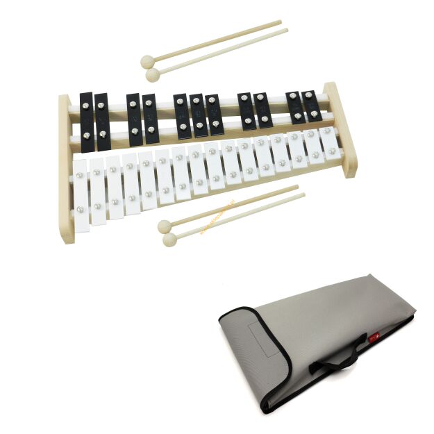 Dzwonki chromatyczne 27-tonowe AKORD + 4 pałki + pok szary