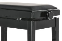 Ława do pianina Deluxe Autolift Vinyl Czarny wysoki połysk Siedzisko czarne GEWA - 11