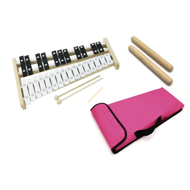 Dzwonki chromatyczne 27-tonowe AKORD + klawes + pok różowy