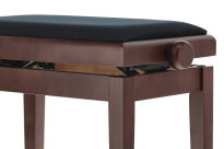 Ława do pianina Deluxe Ciemny orzech matowy Siedzisko czarne GEWA - 7
