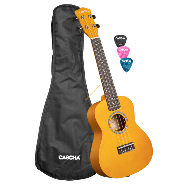 Ukulele koncertowe Cascha Linden Yellow z pokrowcem
