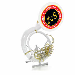 Osłona nakładka materiałowa na suzafon biała z nadrukiem